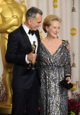 Meryl Streep (64 ans) aux côtés de Daniel Day-Lewis à la 85e cérémonie des Oscars en 2013