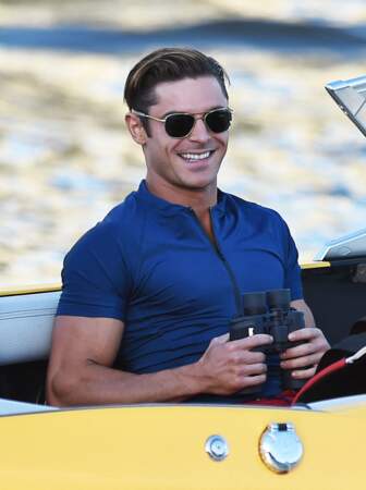 Zac Efron (29 ans) sur le tournage de Baywatch à Boca Raton en Floride, en 2016