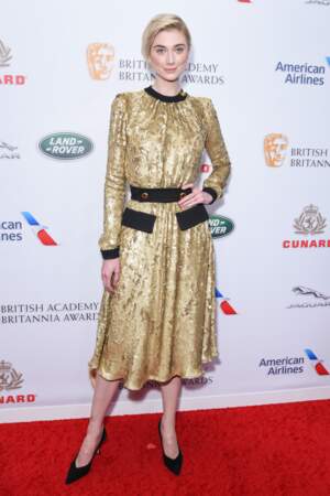 Elizabeth Debicki en robe dorée aux  British Academy Britannia Awards en 2018