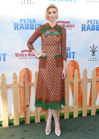 Elizabeth Debicki en robe crochetée à la première de Peter Rabbit en 2018