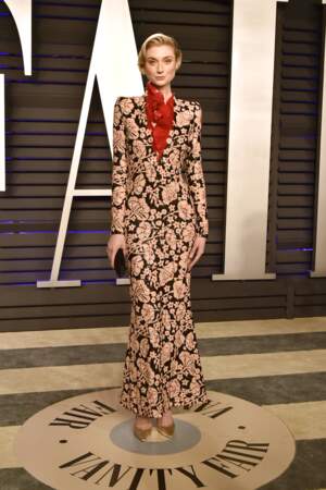 Elizabeth Debicki en costume fleuri à la Vanity Fair Oscar Party en 2019