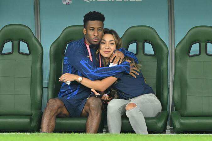 Kingsley Coman et sa compagne Sabrina Duvad après le match France-Tunisie. 