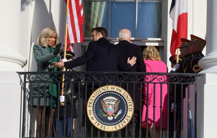 Cérémonie d'accueil du président de la République française Emmanuel Macron et de la première Dame Brigitte Macron à la Maison Blanche à Washington