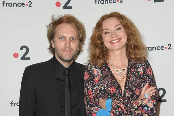 Marine Delterme (48 ans) et son mari Florian Zeller, nommé six fois aux Oscars, participent à la 30e cérémonie des Molières 2018 à la salle Pleyel à Paris