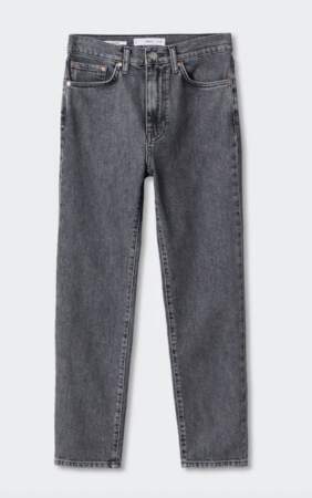 Jean slim gris croppé Mango, 39,99 euros