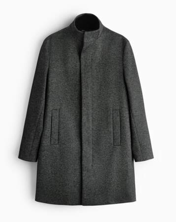 Manteau texturé gris chiné Zara, 89,95 euros