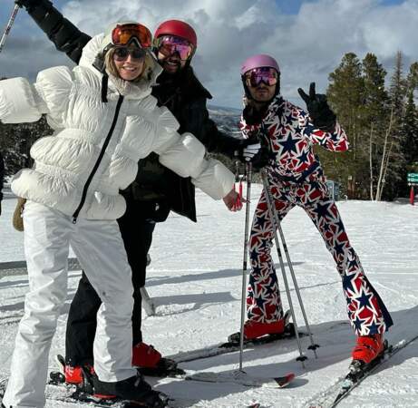 Heidi Klum, Tom Kaulitz et Bill Kaulitz en tenues de ski