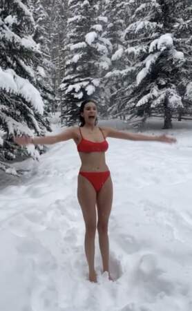 Nina Dobrev en maillot de bain dans la neige
