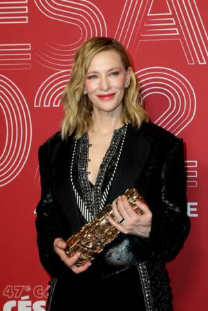 Durant la 47 édition de la cérémonie des César à Paris en 2022, le César d'honneur est attribué à Cate Blanchett.