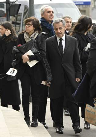 Nicolas Sarkozy aux obsèques de Pal Sarkozy, le 9 mars 2023 à l'église Saint-Jean-Baptiste à Neuilly-sur-Seine.