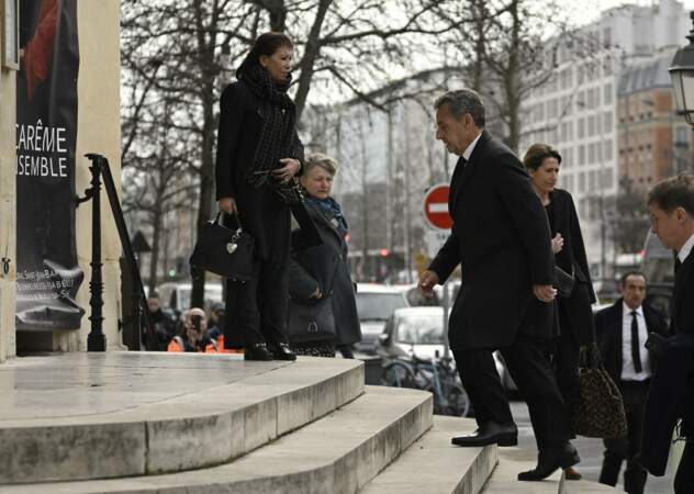 Nicolas Sarkozy aux obsèques de Pal Sarkozy, le 9 mars 2023 à l'église Saint-Jean-Baptiste à Neuilly-sur-Seine.