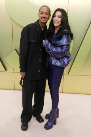 Alexander Edwards et sa compagne Cher : défilé Versace pour la Fashion week. 