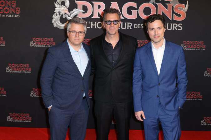 Première du film Donjons & 
Dragons : L'honneur des voleurs" au Grand Rex, à Paris : Jeremy Latcham, Jonathan Goldstein et John Francis Daley 