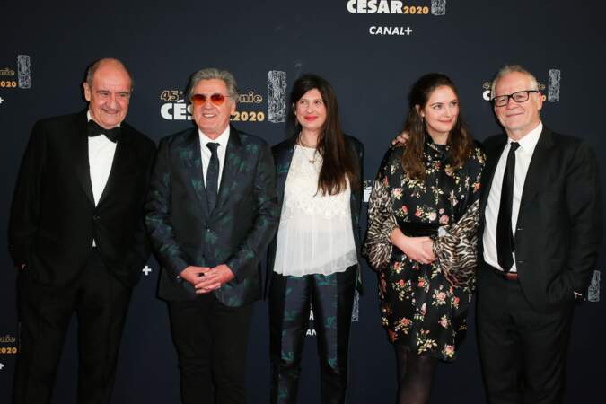 Pierre Lescure, Daniel Auteuil et sa femme Aude Ambroggi avec leur fille Nelly Auteuil lors de la cérémonie des César le 28 février 2020
