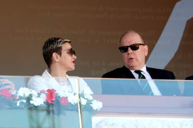 Le prince Prince Albert II de Monaco et la Princesse Charlène lors de la finale homme du tournoi Rolex Monte Carlo Masters 2023 à Roquebrune-Cap-Martin