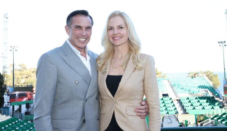 Charles Philippe d'Orléans et sa compagne Naomie lors de la finale homme du tournoi Rolex Monte Carlo Masters 2023 à Roquebrune-Cap-Martin