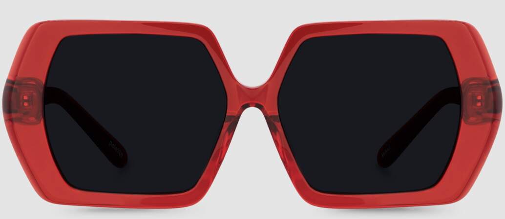 Maxi lunettes de soleil hexagonale velvet red Polette, 55 euros