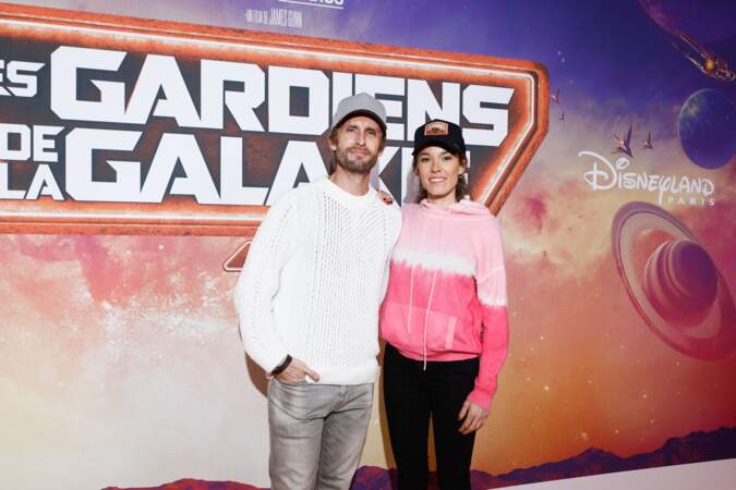 Avant-Première Les Gardiens de la Galaxie 3 à Disneyland Paris : Philippe Lacheau et sa compagne Elodie Fontan.