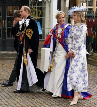Couronnement de Charles III le 6 mai en l'abbaye de Westminster : Le prince Edward, la princesse Sophie et leurs enfants James et Louise