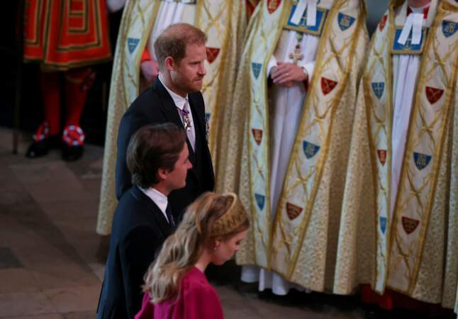 Couronnement de Charles III le 6 mai en l'abbaye de Westminster : le prince Harry, la princesse Beatrice et son mari, Edoardo Mapelli Mozzi