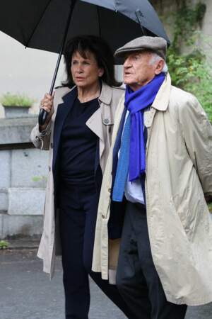 Obsèques de Georges Kiejman au cimetière du Montparnasse le 12 mai 2023 : Anne Sinclair et son époux Pierre Nora 