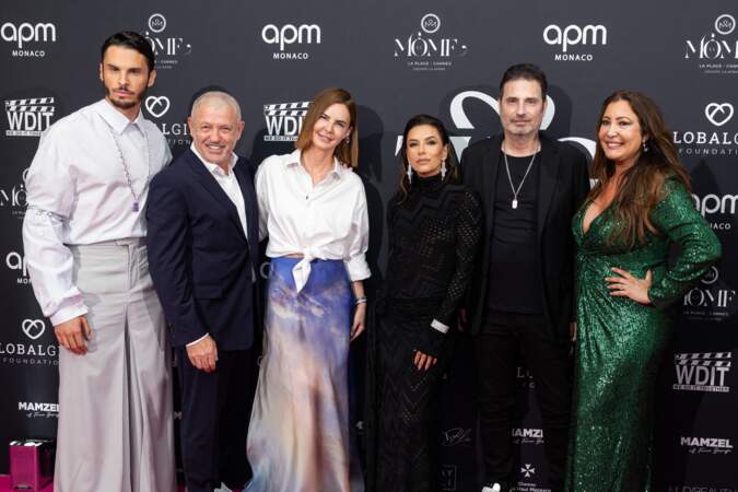 Festival de Cannes 2023 - Soirée Global Gift : Baptiste Giabiconi, Kika Prette et son mari Philippe Prette, le dirigeant de la marque de bijoux APM Monaco, Eva Longoria, Richard Orlinski, Maria Bravo.