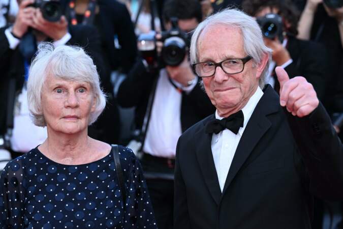 Festival de Cannes 2023 - La montée des marches du film The Old Oak : Directeur Ken Loach et Lesley Ashton.