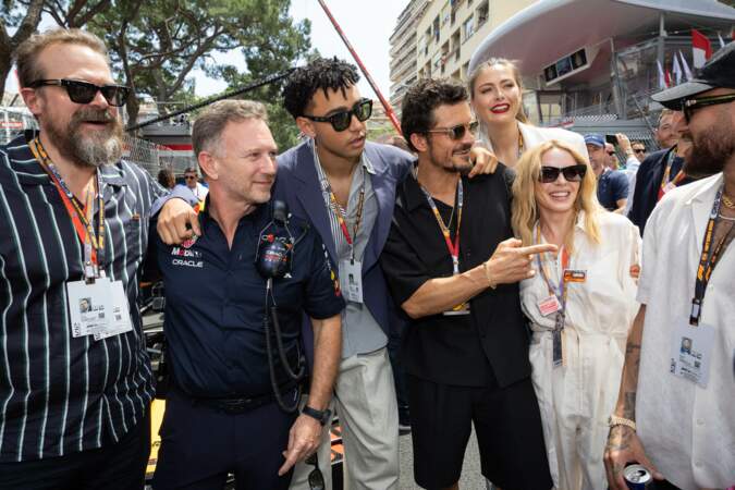 David Harbour, Christian Horner, Archie Madekwe, Orlando Bloom, Maria Sharapova, Kylie Minogue, Neymar  au 80ème Grand Prix de Monaco de Formule 1, le 28 mai 2023.