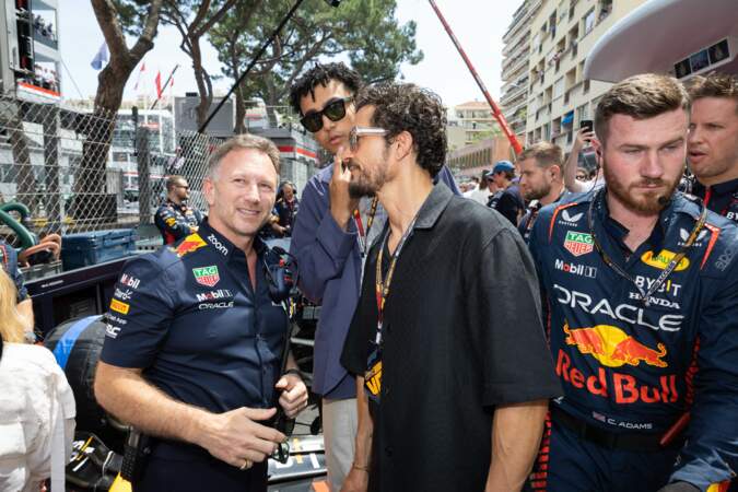Christian Horner, Orlando Bloom, Archie Madekwe au 80ème Grand Prix de Monaco de Formule 1, le 28 mai 2023.