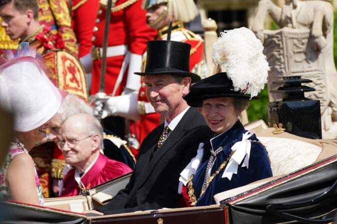 La princesse Anne, le prince William et le prince Edward assistent au service annuel de l'Ordre de la Jarretière à la chapelle St George, au château de Windsor, le 19 juin 2023.