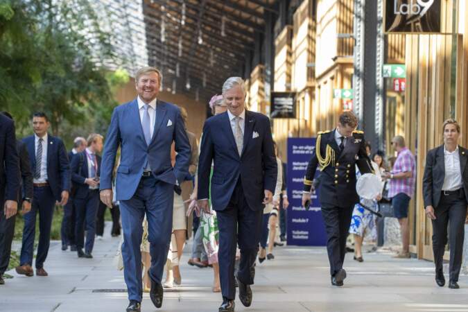 La famille royale des Pays-Bas en visite en Belgique - Le roi Philippe de Belgique et le roi Willem-Alexander des Pays-Bas au Climate Tech Forum