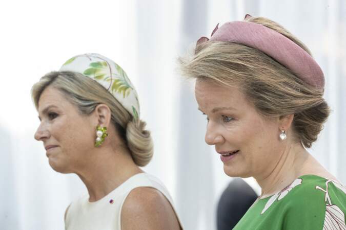 La famille royale des Pays-Bas en visite en Belgique - La reine Mathilde de Belgique et la reine Maxima lors du Climate Tech Forum