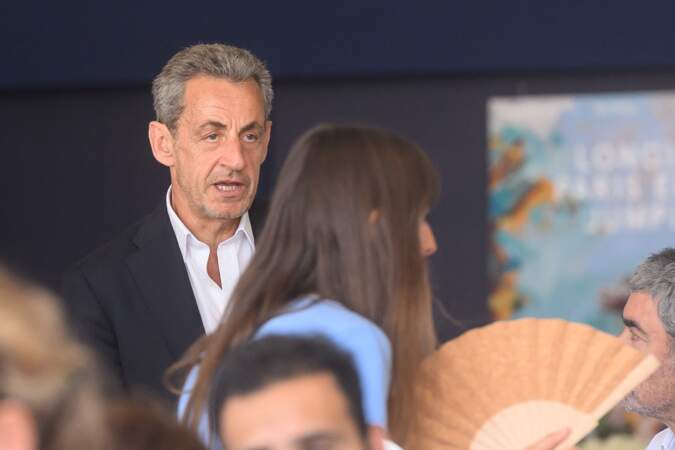 Nicolas Sarkozy lors de la 9ème édition du "Longines Paris Eiffel Jumping" au Champ de Mars à Paris