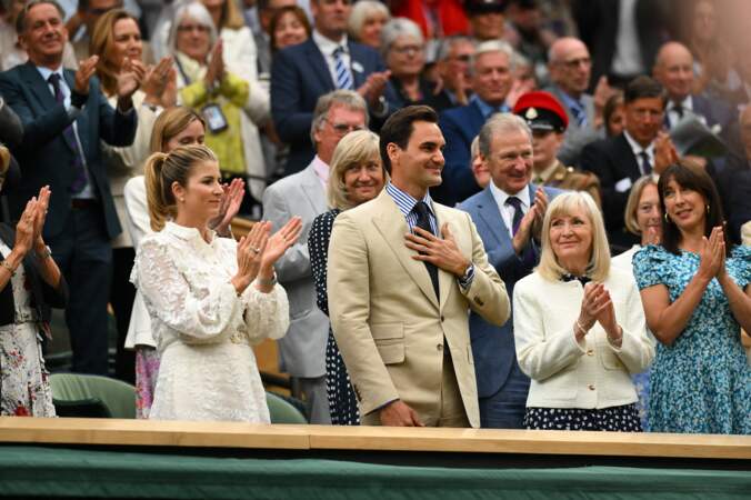 Tournoi de Wimbledon 2023 à Londres : Kate Middleton, princesse de Galles et Roger Federer.
