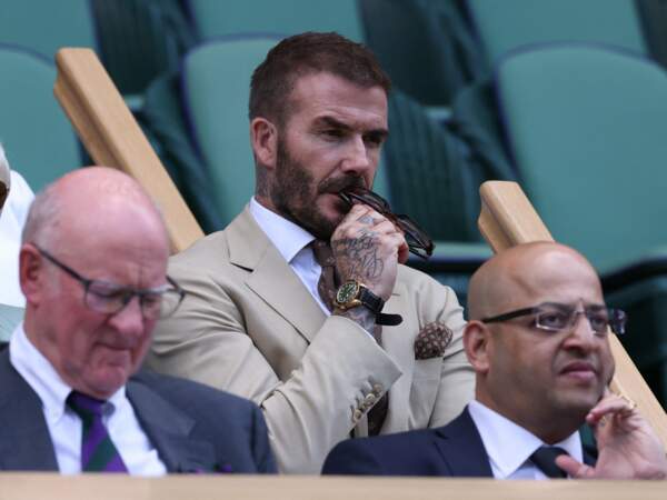 David Beckham dans les tribunes du tournoi de tennis de Wimbledon.