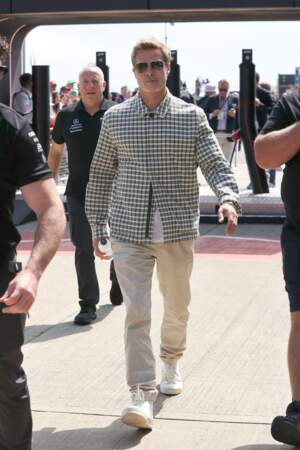 Brad Pitt arrive sur le circuit du Grand Prix d’Angleterre de Silverstone