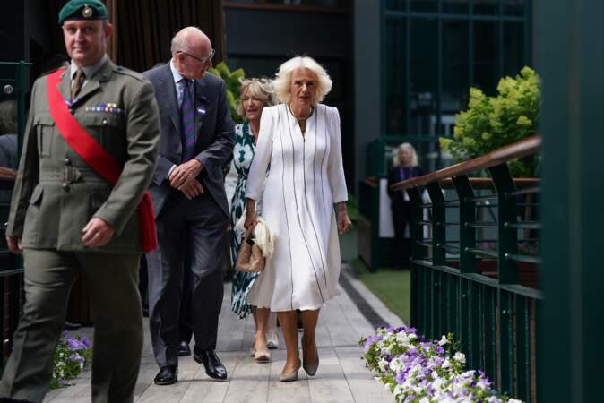 Camilla Parker Bowles et le président d'AELTC Ian Hewitt au tournoi de Wimbledon le 12 juillet 2023.
