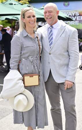 Mike Tindall et sa femme Zara Tindall au tournoi de tennis de Wimbledon le 12 juillet 2023.