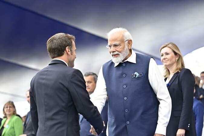 Emmanuel Macron en compagnie de Narendra Modi.