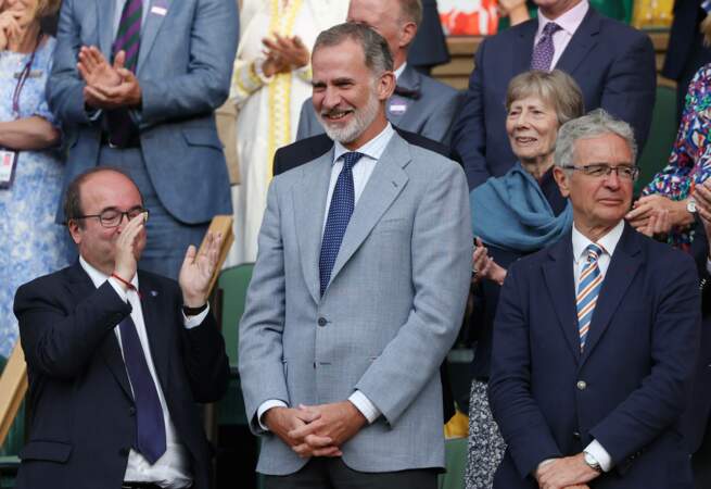 Finale hommes de Wimbledon opposant Novak Djokovic à Carlos Alcaraz le 16 juillet 2023 : Le roi Felipe d'Espagne.