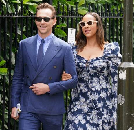 Finale hommes de Wimbledon opposant Novak Djokovic à Carlos Alcaraz le 16 juillet 2023 : Tom Hiddleston et sa fiancée Zawe Ashton.