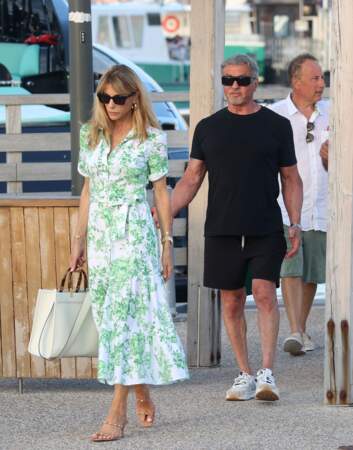 Sylvester Stallone et sa femme Jennifer Flavin à Saint-Tropez le 15 juillet 2023.