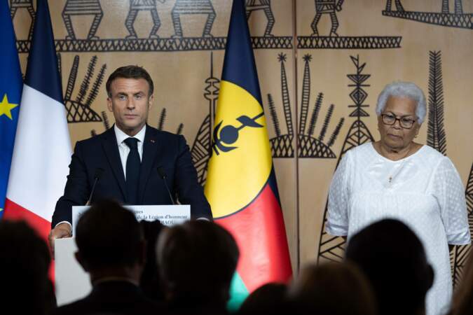 Emmanuel Macron fait un discours à Nouméa en l'honneur de Marie-Claude Tjibaou 