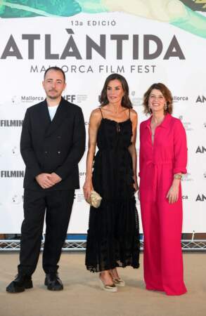 Jaume Ripoll, la reine Letizia et Irene Jacob lors de la cérémonie de clôture de la 13e édition de l'Atlántida Film Fest.