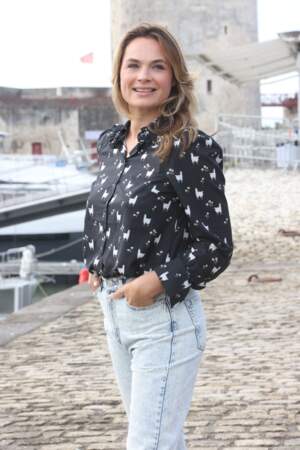 Mélanie Maudran au photocall de la série Un si grand soleil lors de la 23e édition du Festival de la Fiction de la Rochelle en 2021.