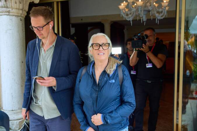 La réalisatrice néo-zélandaise Jane Campion, présente à l'hôtel Excelsior deux jours avant l'ouverture du 80e Festival International du Film de Venise, fait partie des membres du jury.