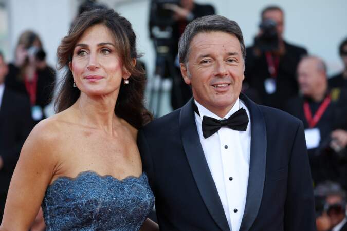 Agnese Landini et Matteo Renzi lors de la cérémonie d'ouverture de la 80e Mostra de Venise, le 30 août 2023.