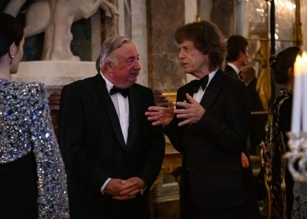 Banquet d'État : le président du Sénat Gérard Larcher et Mick Jagger.