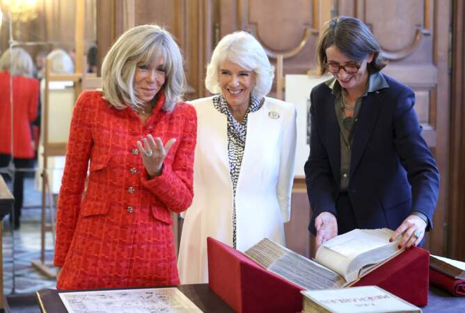 Brigitte Macron et Camilla, reine d'Angleterre, à la BNF pour le lancement d'un prix littéraire franco-britannique.