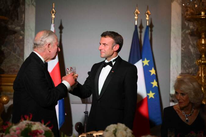 Banquet d'État : Charles III et Emmanuel Macron.